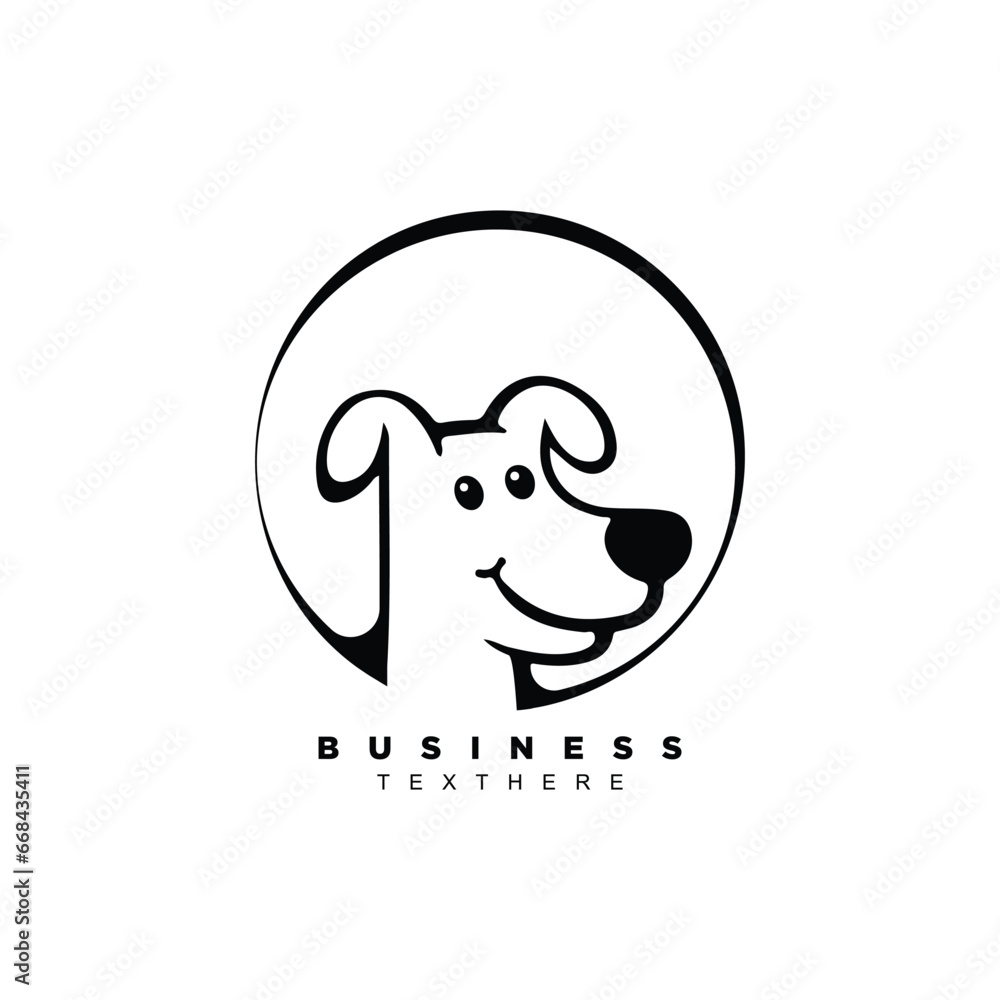 Fototapeta premium Cute circle dog puppy logo design badge