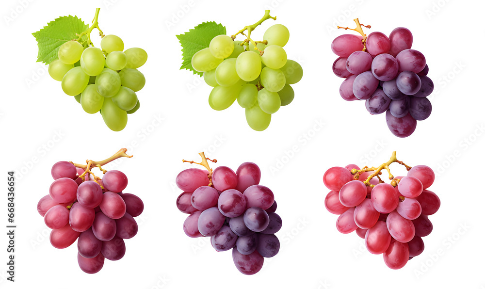 red and green grapes in png - obrazy, fototapety, plakaty 