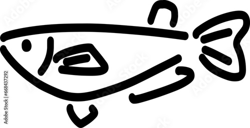 ゆるいメダカの線画のイラスト