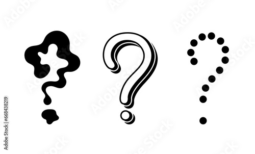 Question marks line set. Frequently asked questions. Feedback and information  knowledge. Poster or banner for website. Linear flat vector collection isolated on white background
