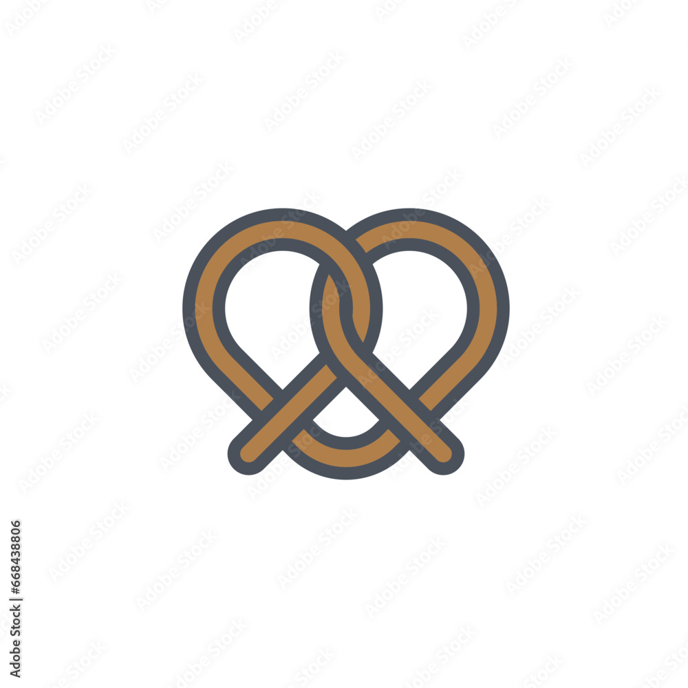 Vector sign of the pretzel symbol isolated on a white background. icon color editable. Vector sign of the pretzel symbol isolated on a white background. icon color editable.