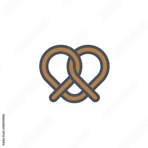 Vector sign of the pretzel symbol isolated on a white background. icon color editable.