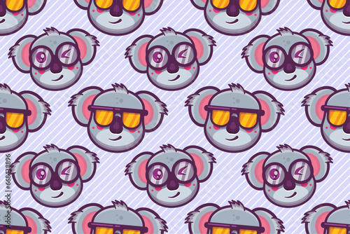 cute koala animal character seamless pattern vector illustration 