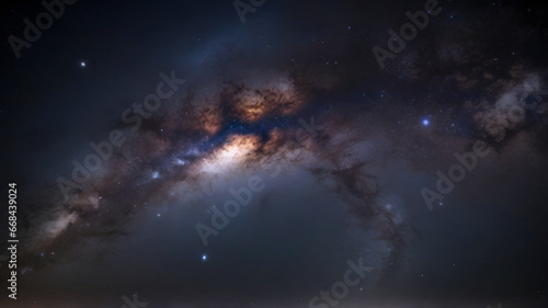 Starry night magic in Nebula and Galaxy. The Milky Way at night. Universe science astronomy suitable for background and wallpaper.