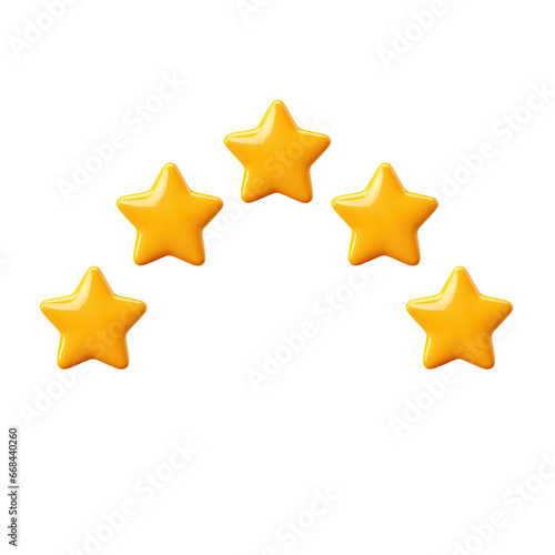 Costumer experience rating feedback concept  gold five stars service rating isolated on transparent background
