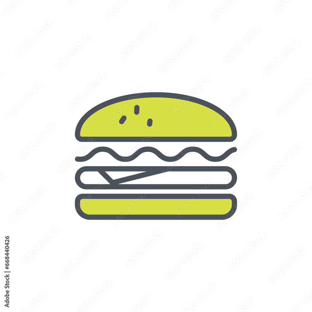 Vector sign of the burger symbol isolated on a white background. icon color editable. Vector sign of the burger symbol isolated on a white background. icon color editable.