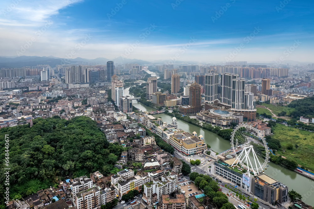 Aerial photography of modern architectural landscape skyline in Zhongshan City, China