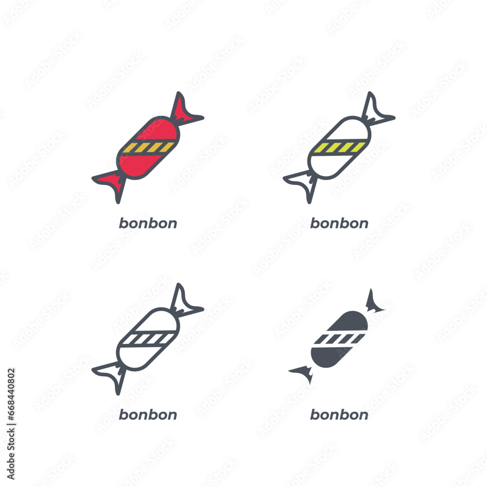 Vector sign of the bonbon symbol isolated on a white background. icon color editable. Vector sign of the bonbon symbol isolated on a white background. icon color editable.