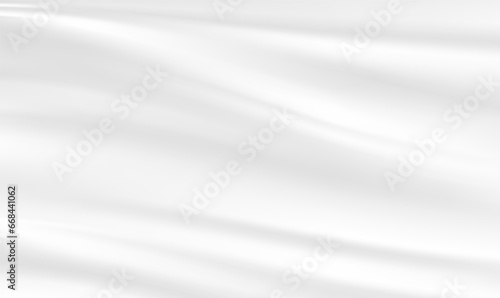 Abstract White Satin Silky Cloth Smooth Texture Background. Smooth elegant white fabric cloth background with waves and drapery. Beautiful white silver fabric silk. Luxurious background. Vector EPS10.