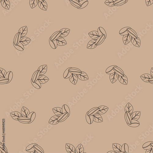 Coffee beans line art seamless pattern. Suitable for backgrounds, wallpapers, fabrics, textiles, wrapping papers, printed materials, and many more.