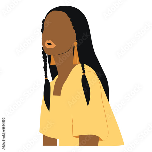Brown Woman With Braids And Long Earrings | Fashion Silhouette 