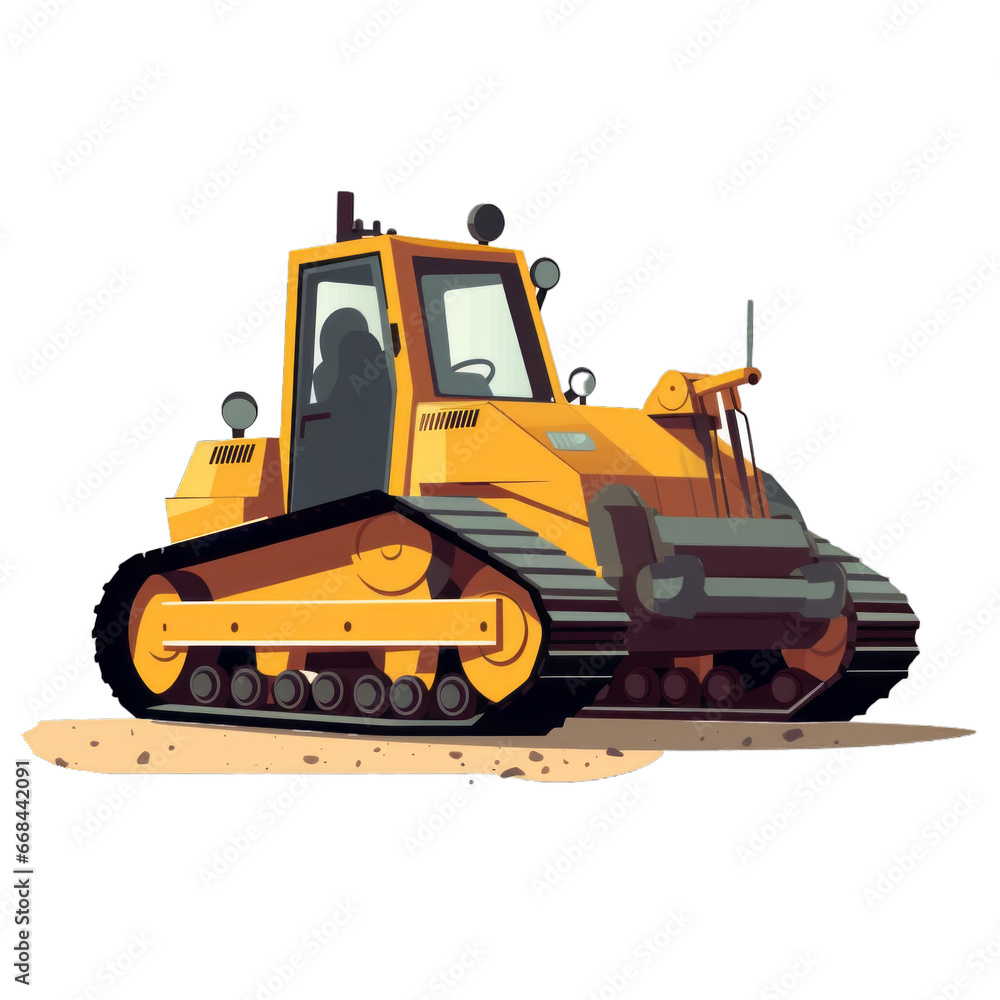 Bulldozer Illustration - Heavy Equipment Artwork
