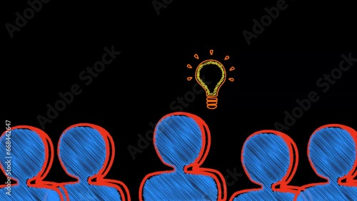 business idea animation with glowing bulb
