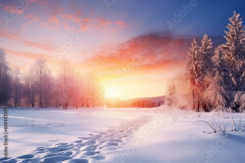 Sunrice winter background and copy space  generative ai