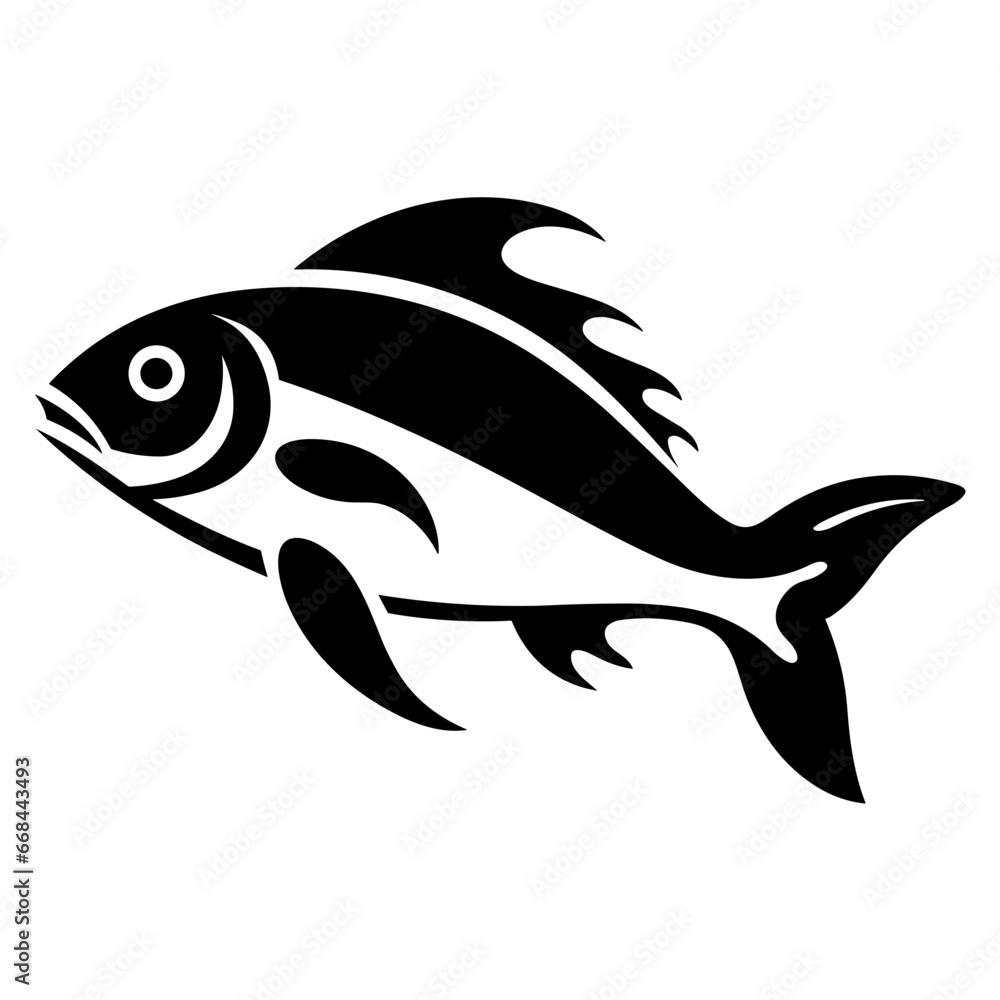 Modern Fish Icon Illustration With Glyph Style. SVG Vector Modern Fish Icon Illustration With Glyph Style. SVG Vector