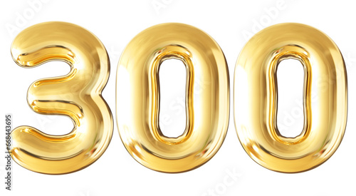 300 Follower Bubble Number Gold 3d Render