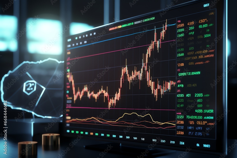 bitcoin cryptocurrency with candlestick trading chart background bitcoin cryptocurrency with candlestick trading chart background