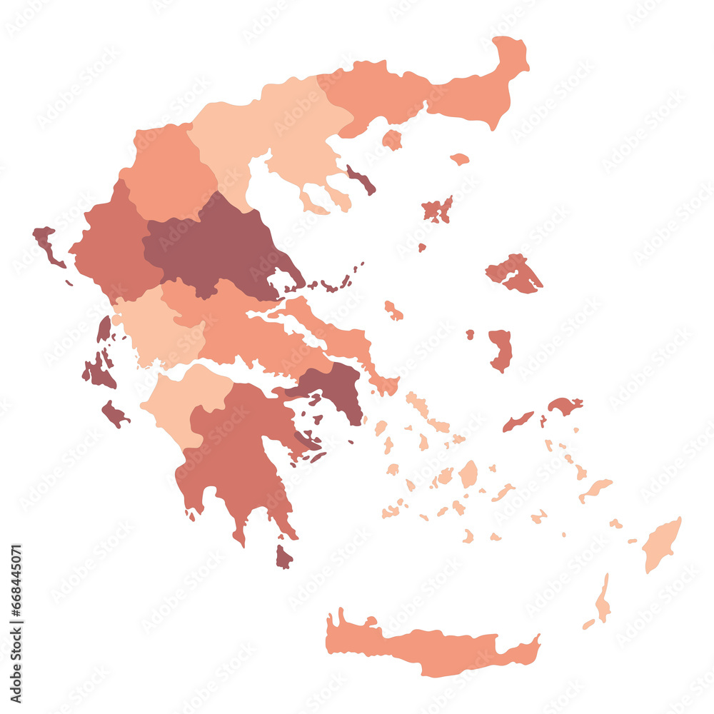 Greece map with main regions. Map of Greece