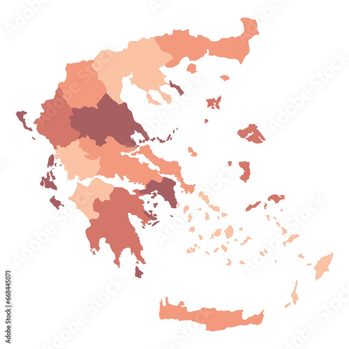 Greece map with main regions. Map of Greece