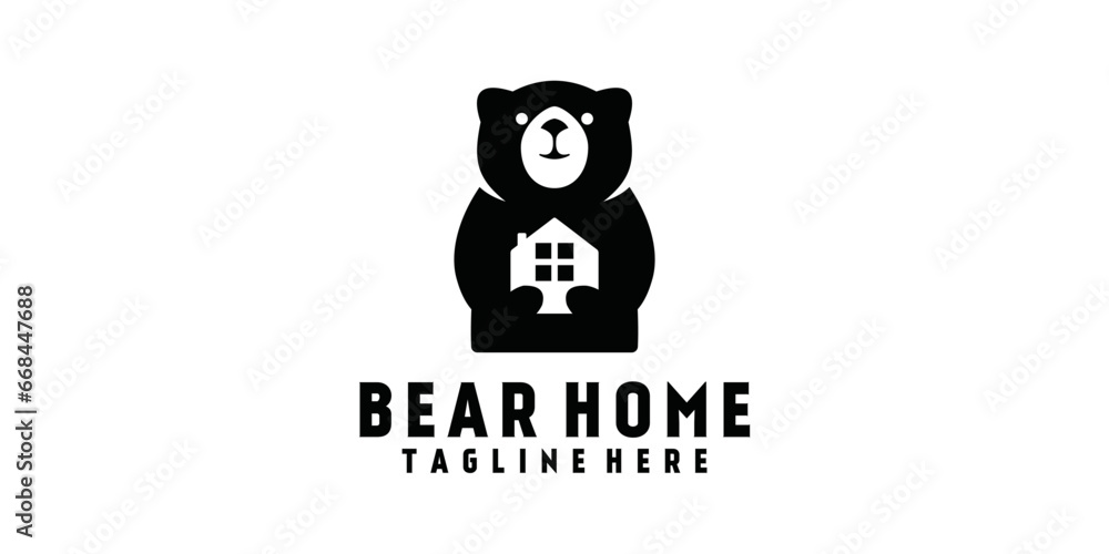 bear home logo design home logo illustration retro vintage hipster vector icon