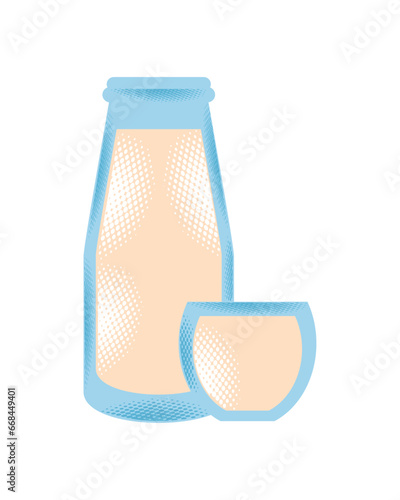 milk bottle and glass