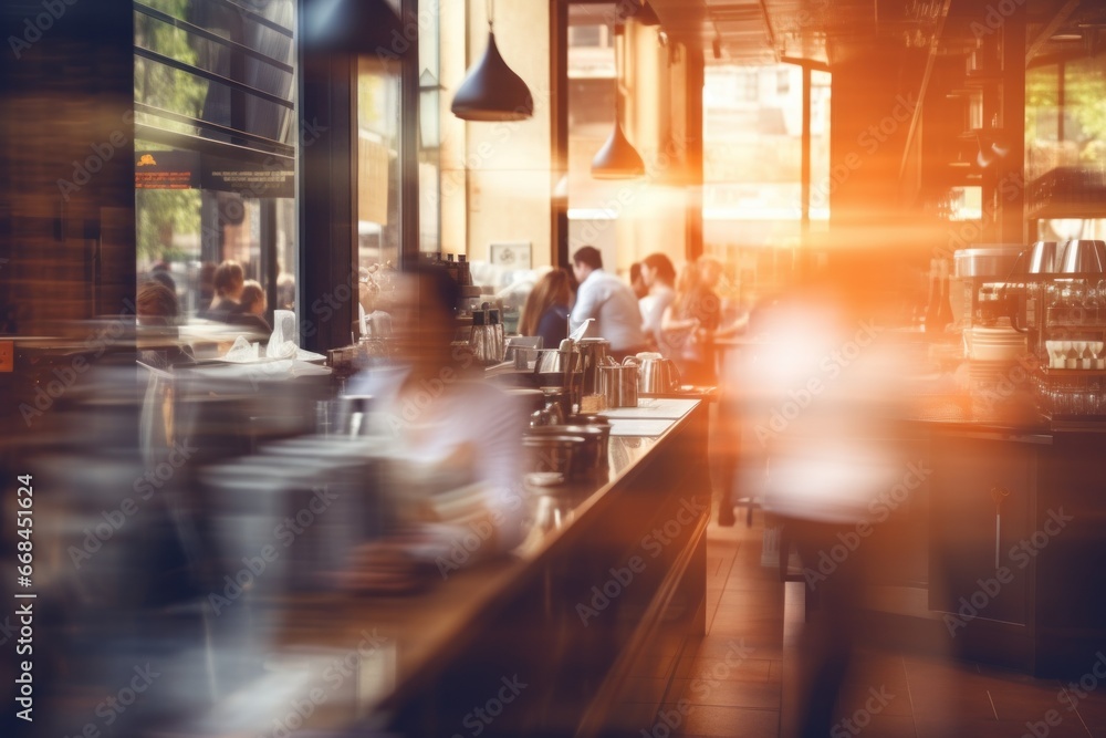 Blur coffee shop or cafe restaurant, Blurred restaurant background with some people Blur coffee shop or cafe restaurant, Blurred restaurant background with some people