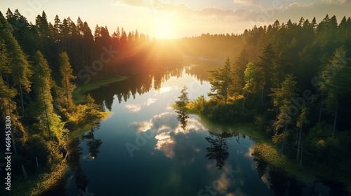 ［AI生成画像］綺麗な川と森、夕方、日没32