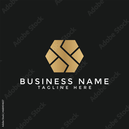 Letter S jewellery logo design, letter S with Diamond jewellery logo design template, jewellery logo, letter S Hexa shape jewellery logo