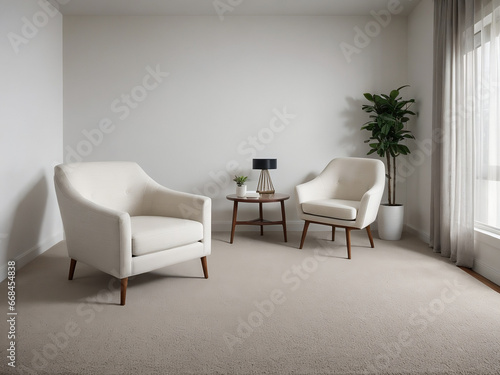 Minimal living room interior design with white sofa and carpet, Mockup interior design concept