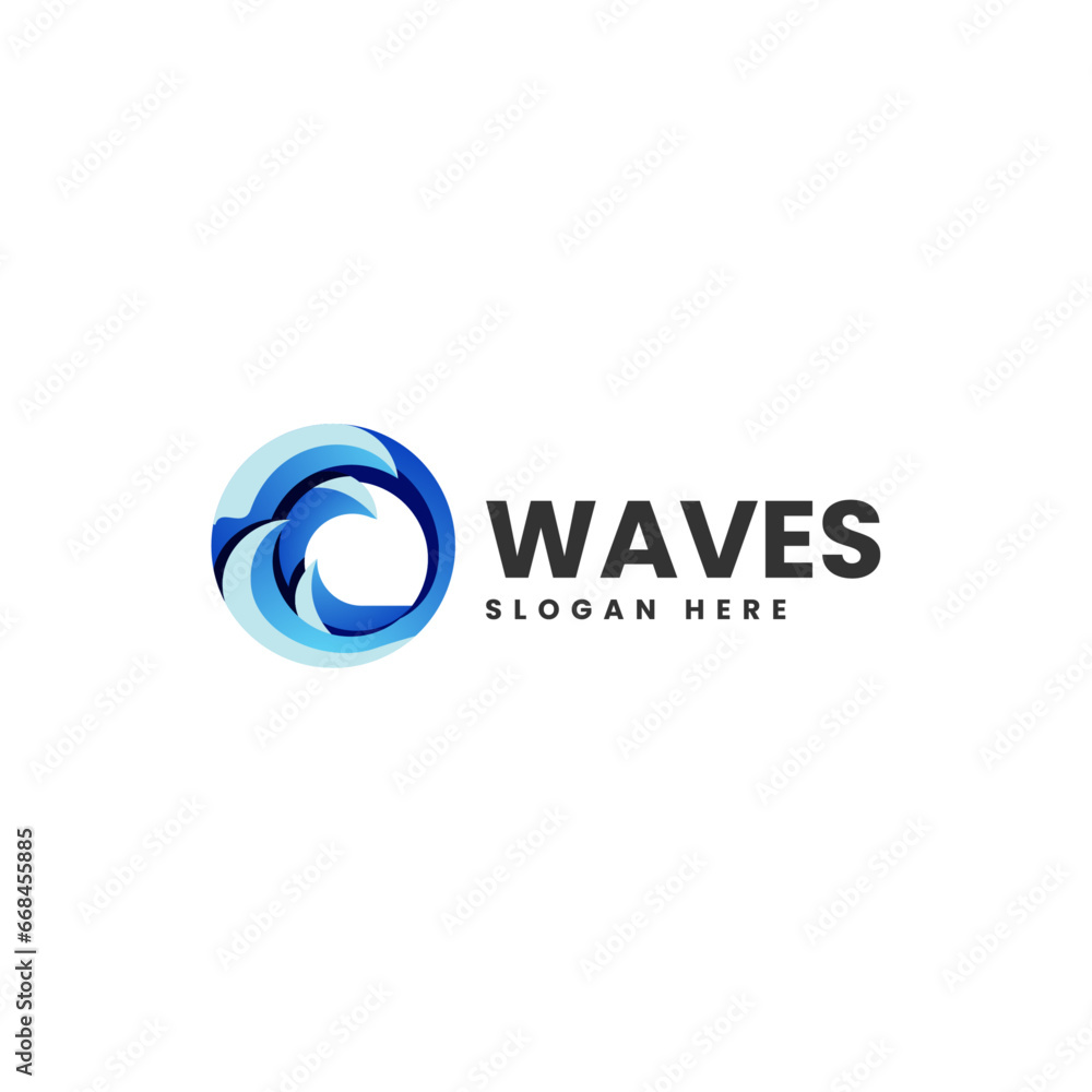 Obraz premium Vector Logo Illustration Waves Gradient Colorful Style
