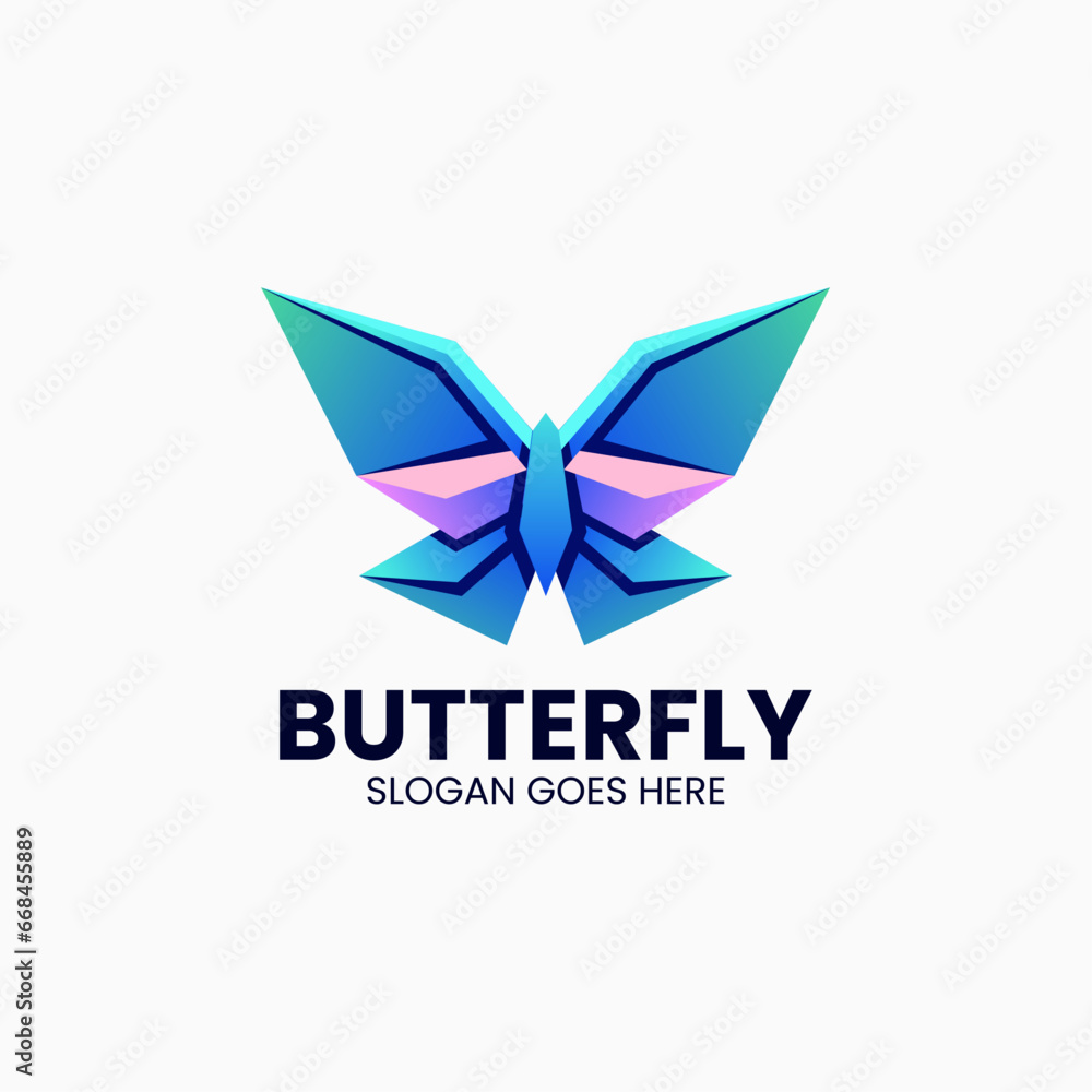 Obraz premium Vector Logo Illustration Butterfly Gradient Colorful Style