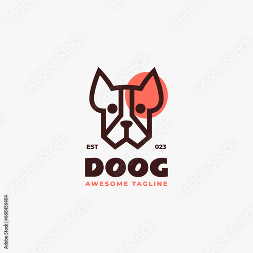 Vector Logo Illustration Dog Line Art Style.