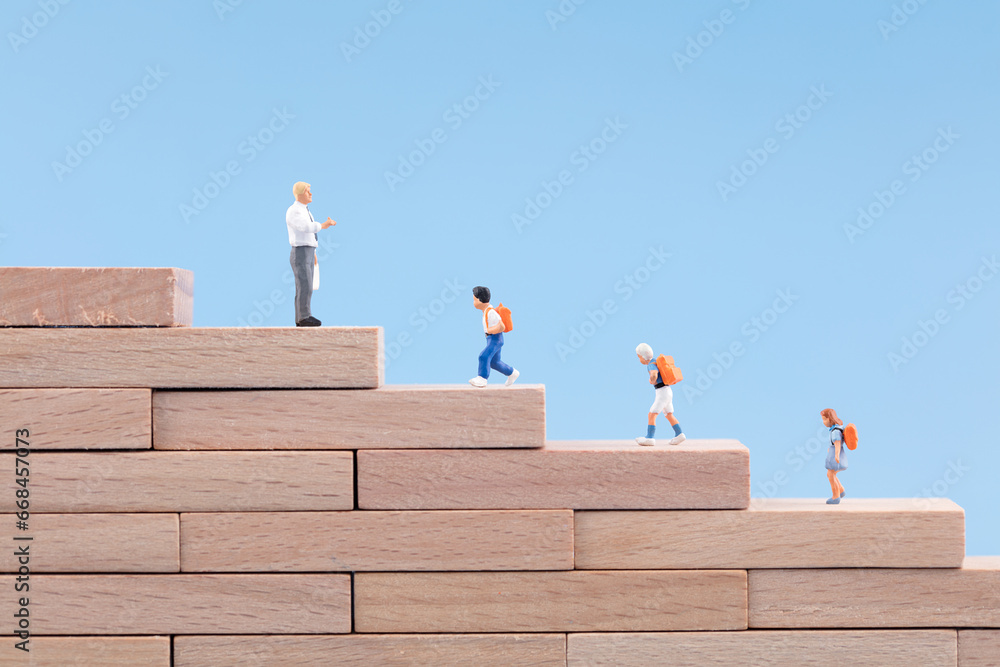 Miniature creative teacher teaching success ladder Miniature creative teacher teaching success ladder