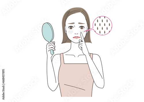 肌の老化　たるみ毛穴に悩む女性