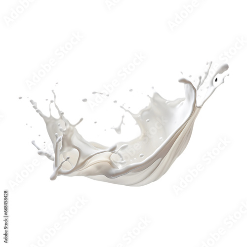 realistic milk splashes or wave with drops and splatter isolated on a transparent background  milk splash  yogurt splash  Generative AI
