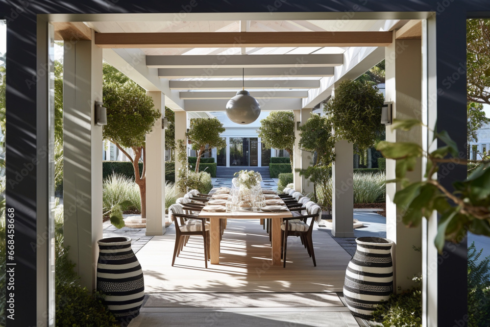 Indulge in outdoor dining at its finest within a modern garden house ...