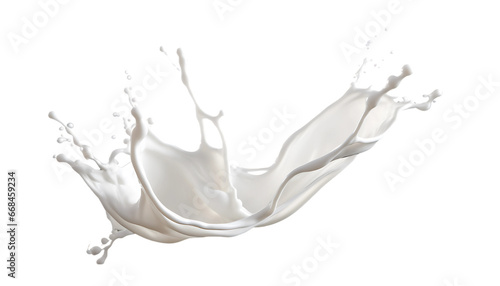 realistic milk splashes or wave with drops and splatter isolated on a transparent background, milk splash, yogurt splash, Generative AI