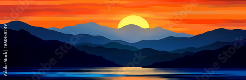 A breathtaking scene as the sun sets over the mountains  casting a golden glow above the sea  creating a mesmerizing sunset Created with generative AI tools.