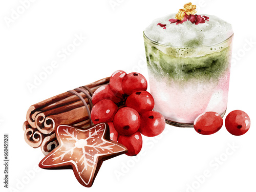 Christmas drinks and cinnamon watercolor