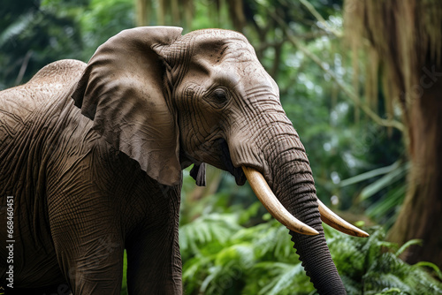 Portrait of an elephant in rainforest