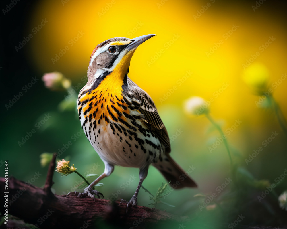 Beautiful Eastern Meadowlark. bird in wild nature Beautiful Eastern Meadowlark. bird in wild nature