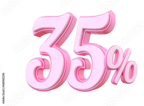 35 Percent Discount Pink Number 3d