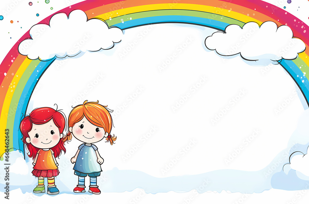 Empty banner with kids cartoon colorful handdrawn Empty banner with kids cartoon colorful handdrawn