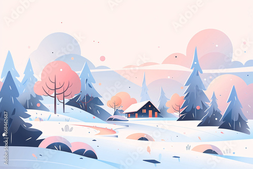 Beginning of winter solar term, forest snow scene concept illustration photo