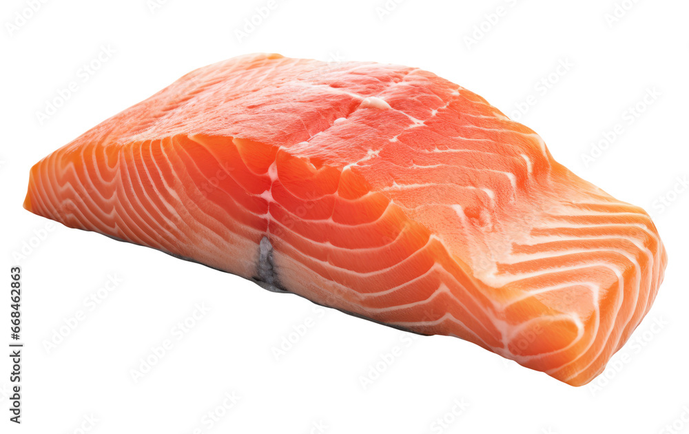 Piece of salmon isolated on transparent background