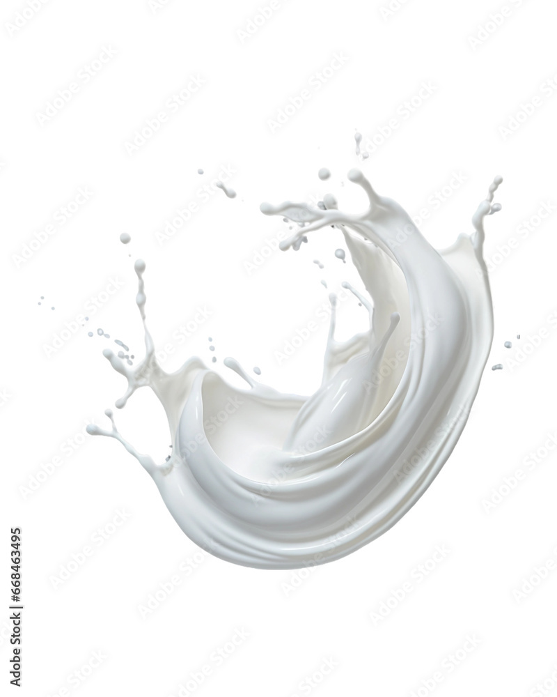 white milk wave splash with splatters and drops isolated on a transparent background, circle milk, yougurt or cream wave flow splash. Generative AI white milk wave splash with splatters and drops isolated on a transparent background, circle milk, yougurt or cream wave flow splash. Generative AI