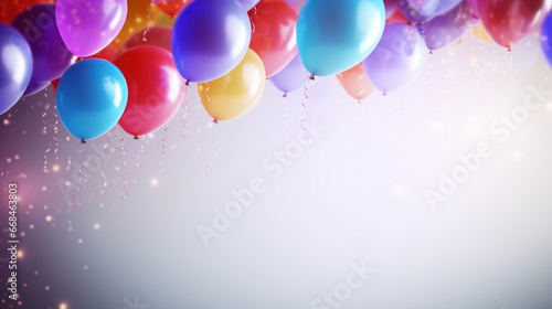 Festive colorful balloons on light background