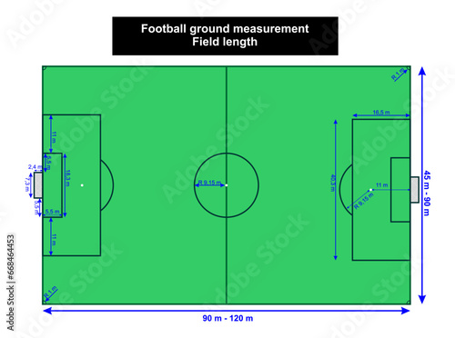 football or soccer field length measurements. vector illustration isolated on white background.