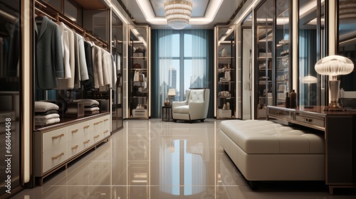 Luxury men clothing store, Cloakroom, Floor mirror, luxury.