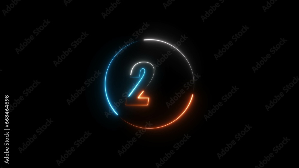 abstract glowing neon countdown timer number illustration 4k 